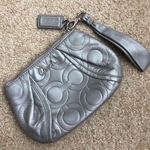 Silver Coach Wristlet!